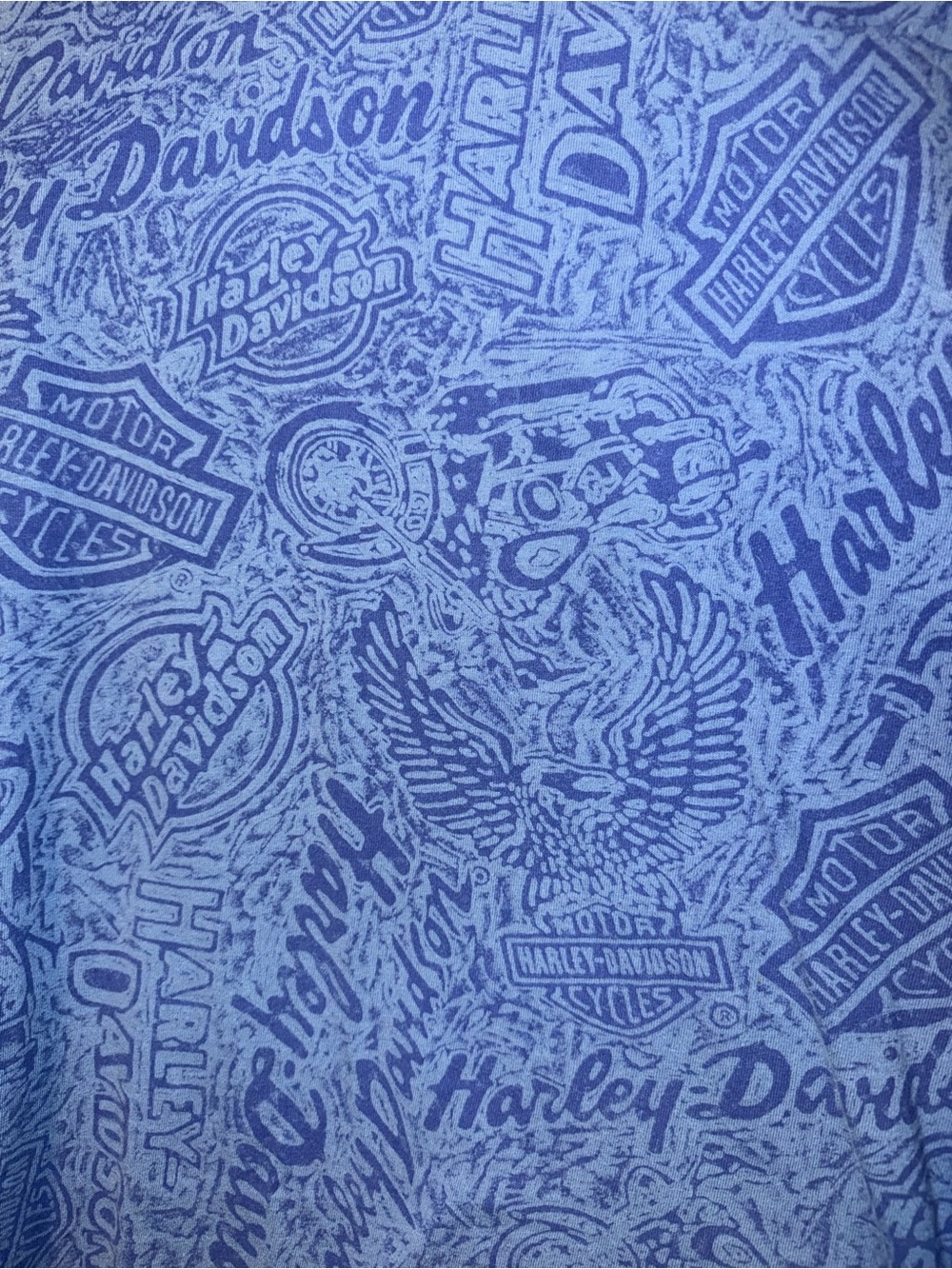 Harley-Davidson Blue Allover Logo Short Sleeve Tee - Picture 2 of 8
